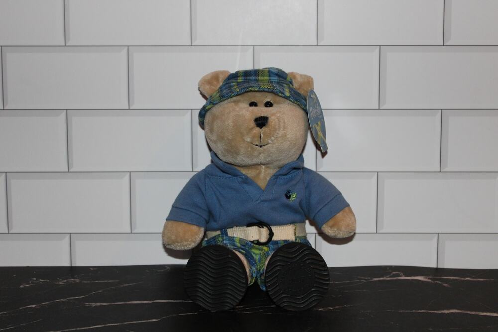 Starbucks Bearista Bear Blue Plaid Outfit Bucket Hat Plush w/ Hang Tag